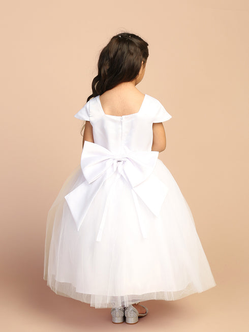Girls Multi Color Square Neckline Cap Sleeve Flower Girl Dress 2-12